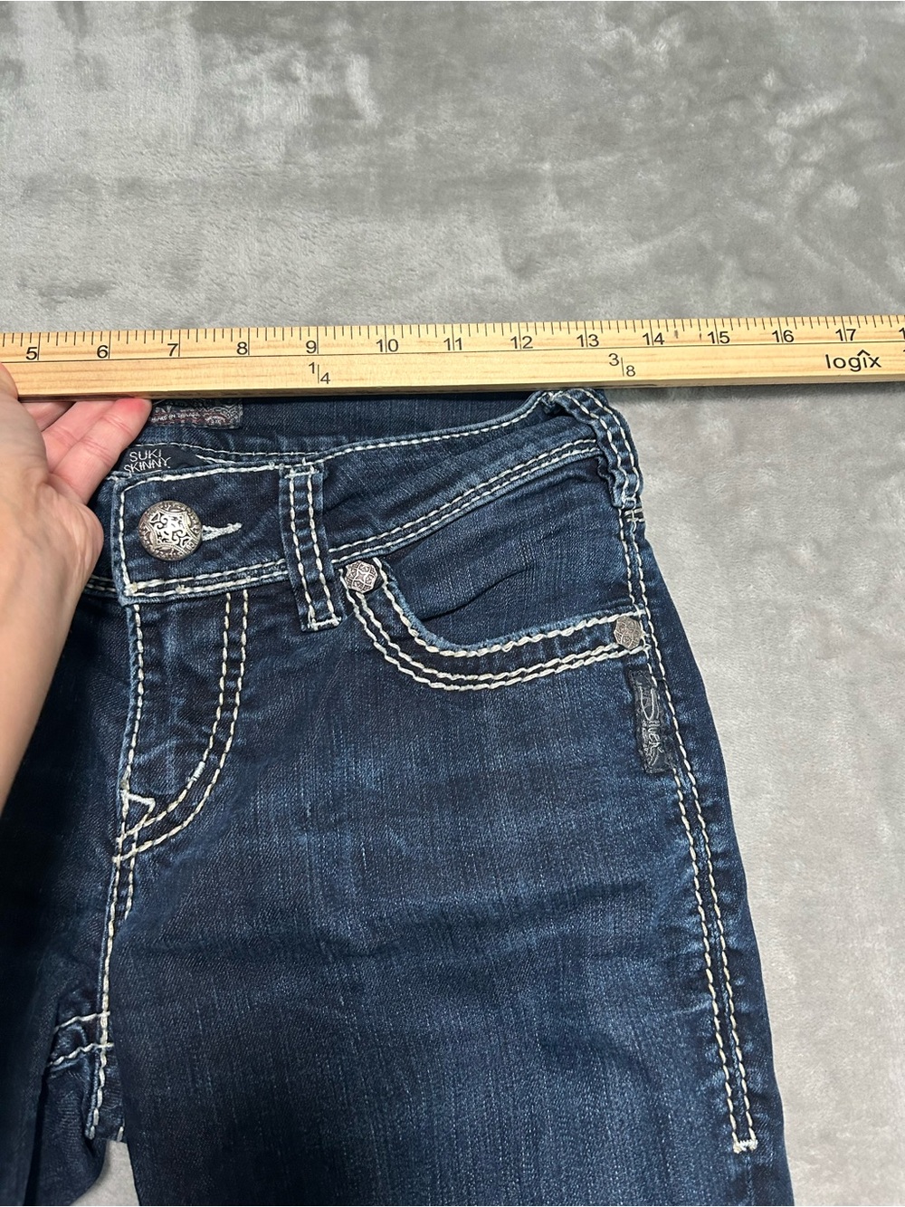 Silver Suki Skinny Jeans Women’s 26/31 Dark Wash Denim Heavy Stitch - Picture 6 of 8